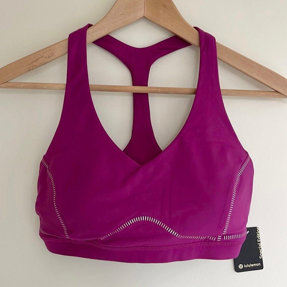 Lululemon Arise Bra C/D size 10 Fuschia Silver NEW Special Edition
